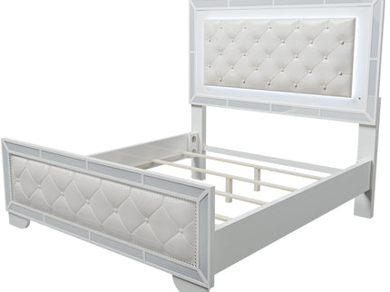 3 Piece Bedroom Set, Bed With LED Lights And 2 Nightstands