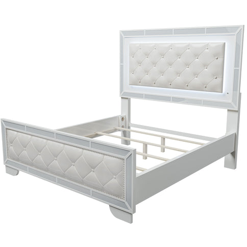 3 Piece Bedroom Set, Bed With LED Lights And 2 Nightstands