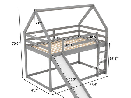 House Shape Bunk Bed With Slide And Ladder