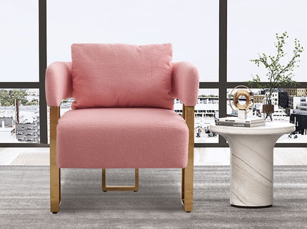 Modern Decorative Chair Teddy Fleece Upholstered And Metal Foot