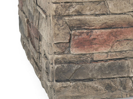 Classic Design Square Fire Pit With Top And 40, 000 Btu Heat Output - Stone Gray