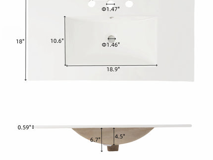 Vintage Bathroom Vanity With Ceramic Sink, Adjustable Shelves