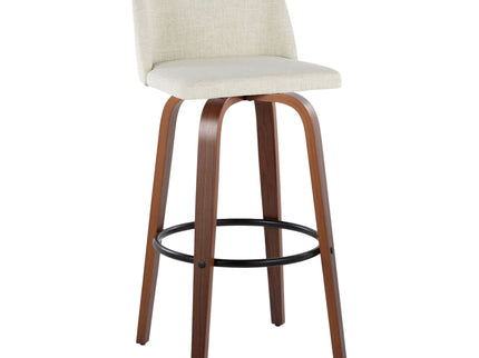 Toriano - Contemporary Fixed Height Barstool Swivel And Round Footrest (Set of 2)