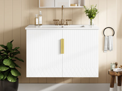 Bathroom Vanity With Sink, Rectangular Storage Cabinet With 2 Soft Closing Doors