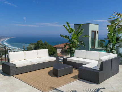 Santa Cruz - Outdoor 8 Piece Sectional Set - Dark Brown