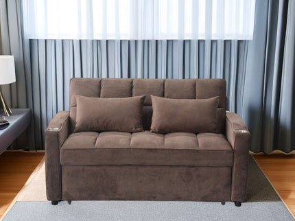 3 In 1 Convertible Sleeper Sofa Bed, Modern Fabric Loveseat Futon Sofa Couch With Pullout Bed, Small Love Seat Lounge Sofa With Reclining Backrest, Furniture For Living Room