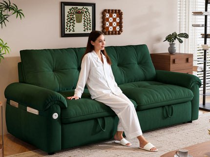 Cloud Like Convertible Sofa Bed For Living Rooms - Green