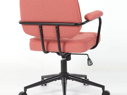 Office Swivel Desk Chair With Curved Armrest, Soft Upholstered Task Chair - Pink