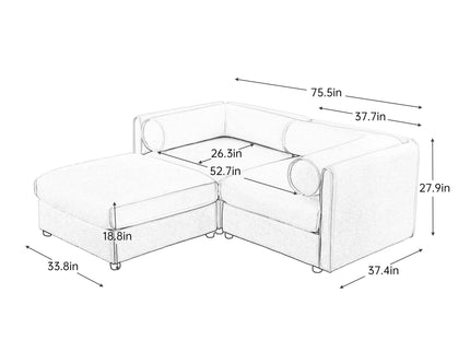 Contemporary Elegant Sofa With Storage And Ottoman
