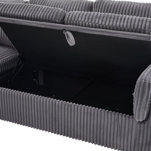 Convertible U-Shaped Sectional Sofa Bed With USB Ports And Storage