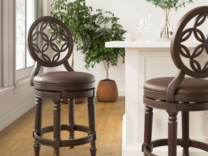 Stool With Back And Swivel Upholstered Seat