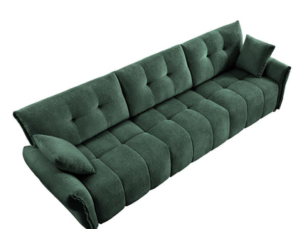 Elegant 3 Seater Sofa Set & Pillows Frame, High Rebound Cushions - Textured Green