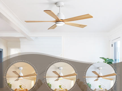 52" Ceiling Fan With Remote Control, Dimmable 3 Color Temperature LED Light, Quiet Reversible DC Motor