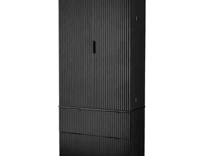 Fluted Kitchen Pantry Cabinet With 2 Large Drawers & 8 Door Spice Rack
