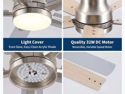 Mordern Flush Mount Ceiling Fan With Light And Remote Control