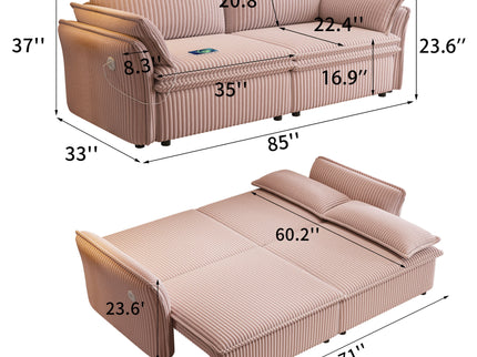 2 In 1 Convertible Sofa Bed, Multi Functional Living Room Furniture