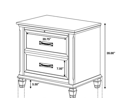 Lockeford - 2 Drawer Nightstand With Pull Out Tray - White