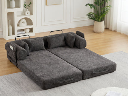 Convertible Sleeper Sofa Bed With Cylindrical Pillow