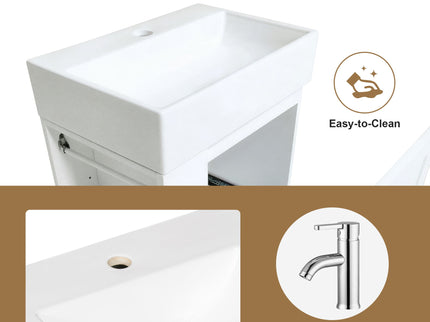 Modern Bathroom Vanity With Sink, Storage Cabinet, Drawer & Side Shelf