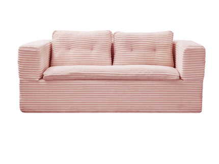 Multi Functional Sectional Sofa Bed With Independent Chaise Lounge And Functional Blanket, Convertible King Size Bed, Deep Seat - Baby Pink