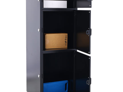 Large Steel Freestanding Floor Parcel Package Drop With Locking Letterbox Drop Mail Box With Multi Compartments - Black