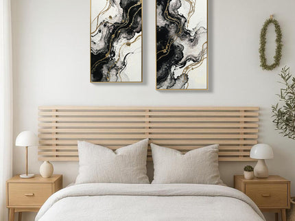 Large Framed And Abstract Wall Art, Minimalist Canvas Prints (Set of 2) - White / Black