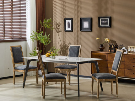 French Country Style Dining Chair With Upholstered Seating And Fluted Legs