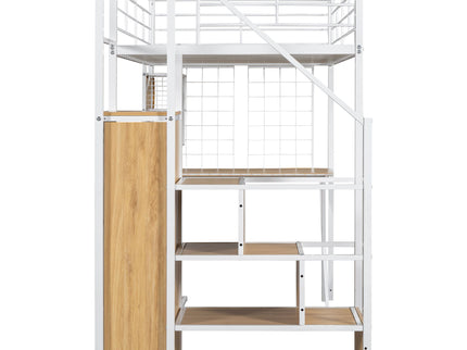 Loft Bed With Built In Work Station, Wardrobe, Storage Staircase And LED