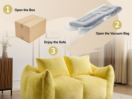 Giant Bean Bag Couch, Ultra Soft Fluffy Loveseat For Living Room