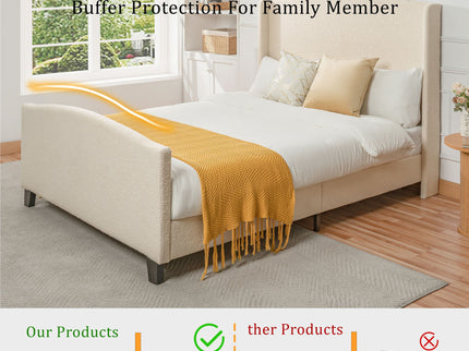 Platform Bed Frame With Tall Headboard And High Footboard