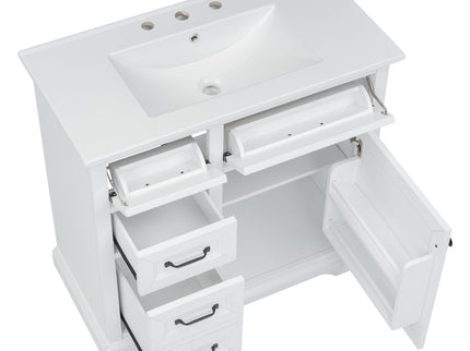 Modern Bathroom Vanity With Sink Top, 4 Drawers And 1 Soft-Close Door