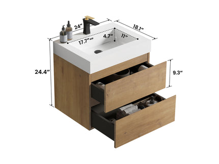 Alice - Bathroom Vanity With Sink, Large Storage Wall Mounted Floating Bathroom Vanity For Modern Bathroom