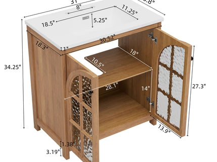 Vintage Farmhouse Bathroom Vanity With Ceramic Sink