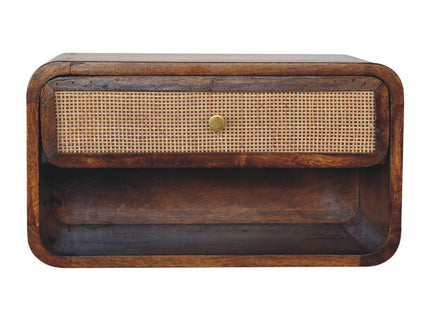 Wall Mounted Open Woven Bedside Table - Chestnut