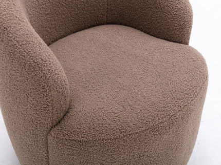 Teddy Fabric Swivel Accent Armchair Barrel Chair With Powder Coating Metal Ring