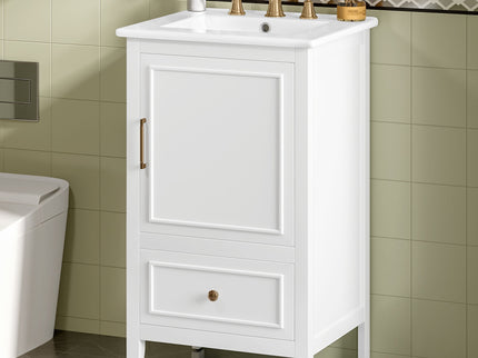 Modern Bathroom Vanity With Sink, Cabinet Storage, Drawer & Adjustable Feet