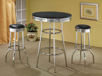 Round Bar Table With Retro Design - Black