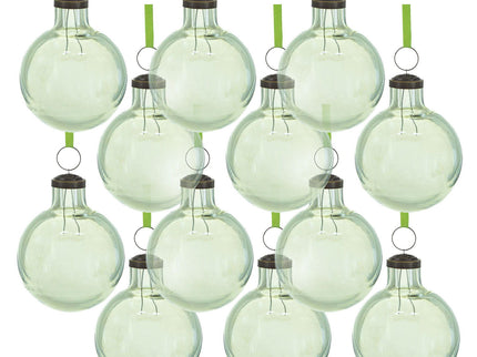 Long Neck Ball Ornaments, Glass Decorative Hanging Ball Christmas Tree Ornaments For Holiday Party Decorations (Set of 12) - Green