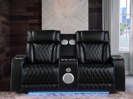 Electra - Power Reclining Loveseat With Power Headrests, Console, Speakers, Massage, LED Lighting And USB Control