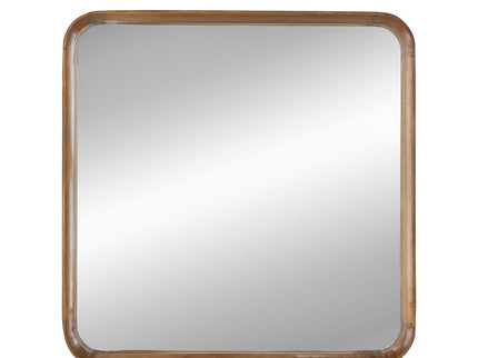 Square Mirror With Wood Frame, Wall Mirror For Living Room Bathroom Entryway - Brown