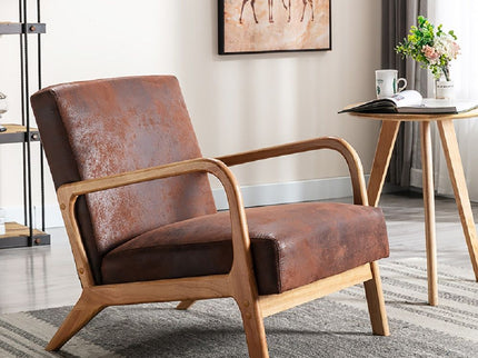 Classic Mid-Century Modern Accent Chairs, Open Framed Armchair With Cushioning