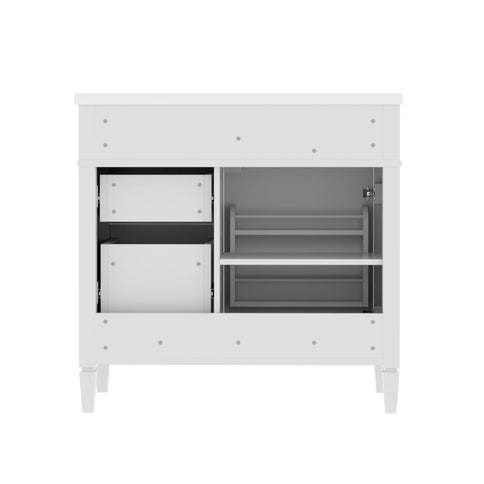 Bathroom Vanity With Top Sink, 2 Drawers, Tip Out Drawer