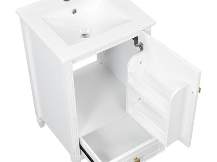 Freestanding Bathroom Vanity With Sink, Soft Closing Door, Drawer Storage - White