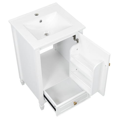 Freestanding Bathroom Vanity With Sink, Soft Closing Door, Drawer Storage - White
