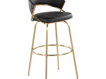 Jie - Fixed Height Contemporary Barstool With Swivel With Round Footrest (Set of 2)