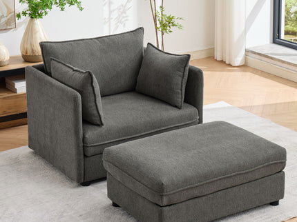 Oversized Deep Seat Accent Chair With Matching Storage Ottoman & Throw Pillows