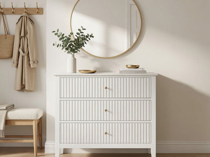 3 Drawer Nightstand, Wide With Soft Close Slides - White