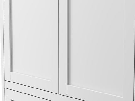 Pantry Cabinet With 2 Drawers, Adjustable Shelves, Freestanding Kitchen Storage Organizer - White