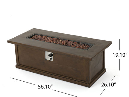 Transitional Rectangular Outdoor Propane Fire Pit With 50, 000 Btu