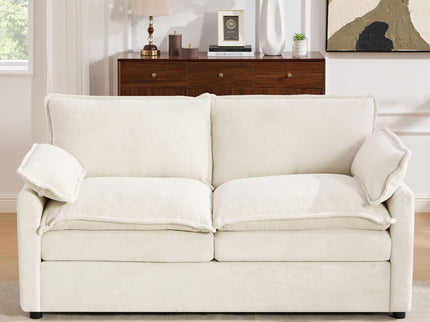 Modern Loveseat Sofa, Upholstered Couch With Side Storage Pockets